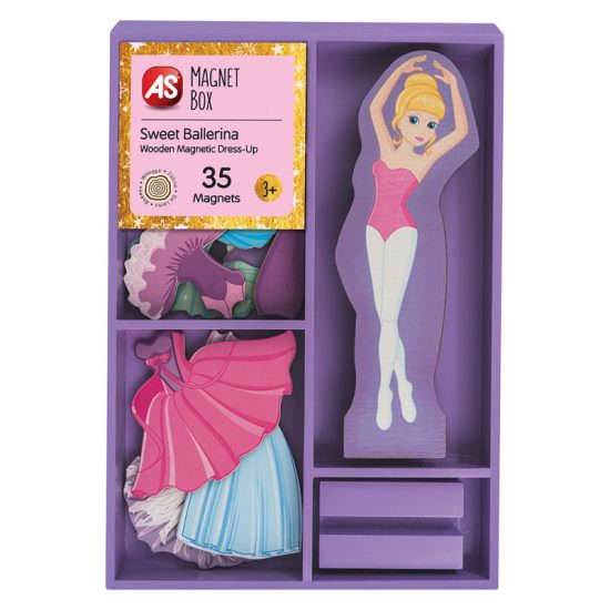 ΑS Magnet Box, Ξύλινη Μαγνητική Κούκλα Ballerina Dress Up με 35 Ξύλινους Μαγνήτες 3+ 1029-64052# - As Company