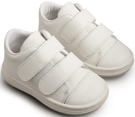 Babywalker Βαπτιστικό παπουτσάκι περπατήματος για αγόρι - Δερμάτινο Sneaker διπλό χρατς Λευκό BS-3028