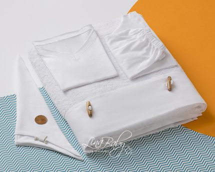 Λαδόπανο σετ για αγόρι Λευκό Πουγκί με Mακό | Cotton Pouch, 592 Lina Baby