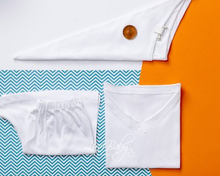 Λαδόπανο σετ για αγόρι Λευκό Πουγκί με Mακό | Cotton Pouch, 592 Lina Baby