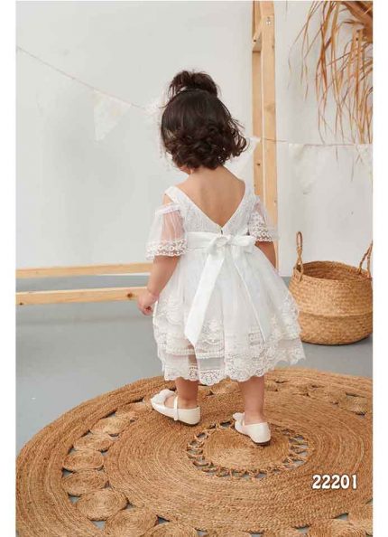 Βαπτιστικό Φορεματάκι Λευκό Μπόχο για κορίτσι 22201, Bonito
