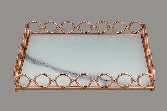 Δίσκος Γάμου Μεταλλικός σε Ροζ Χρυσό με Μάρμαρο NM623790 - La Vista