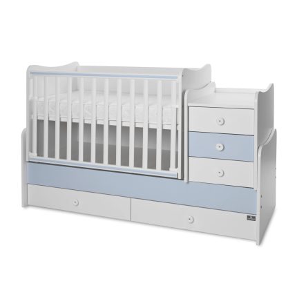 Lorelli Κρεβάτι Μετατρεπόμενο Maxi Plus New White & Baby Blue 70x160cm 10150580039P