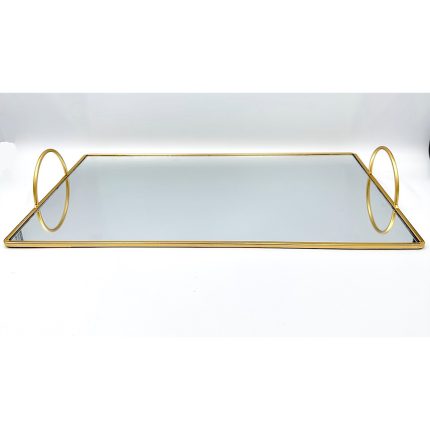 Δίσκος Γάμου Ορθογώνιος με Καθρέπτη Χρυσό με Χερούλια (36x22cm) | GL38