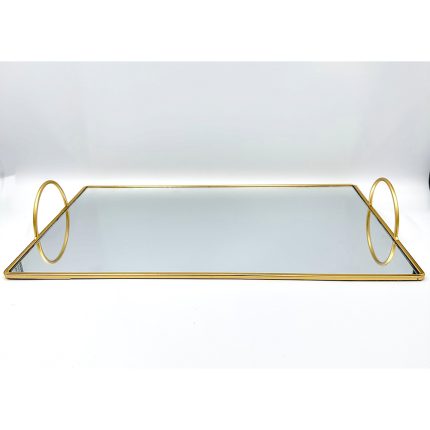 Δίσκος Γάμου Ορθογώνιος με Καθρέπτη Χρυσό με Χερούλια (40x25cm) | GL44