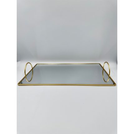 Δίσκος Γάμου Ορθογώνιος με Καθρέπτη Χρυσό με Χερούλια (40x25cm) | GL44