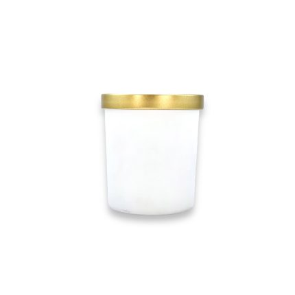 Γυάλινο Βαζάκι Λευκό-Χρυσό με Καπάκι (7,5x8,5cm) | GL43