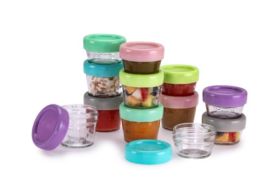 Melii – Γυάλινα Φαγητοδοχεία Glass Baby Food Containers (60 ml set of 6 + 120 ml set of 6)