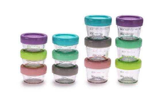 Melii – Γυάλινα Φαγητοδοχεία Glass Baby Food Containers (60 ml set of 6 + 120 ml set of 6)