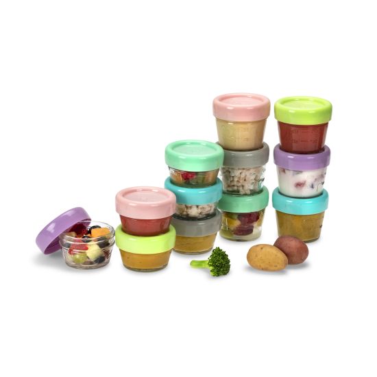 Melii – Γυάλινα Φαγητοδοχεία Glass Baby Food Containers (60 ml set of 6 + 120 ml set of 6)