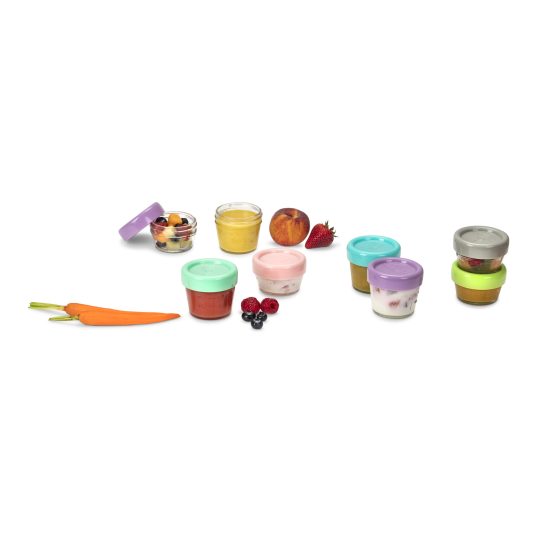 Melii – Γυάλινα Φαγητοδοχεία Glass Baby Food Containers (60 ml set of 6 + 120 ml set of 6)