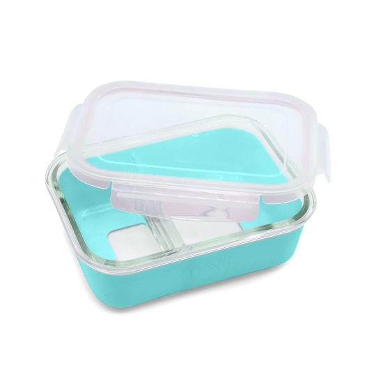 Melii – Φαγητοδοχείο Glass Bento με Θήκη Σιλικόνης (740ml) – Blue