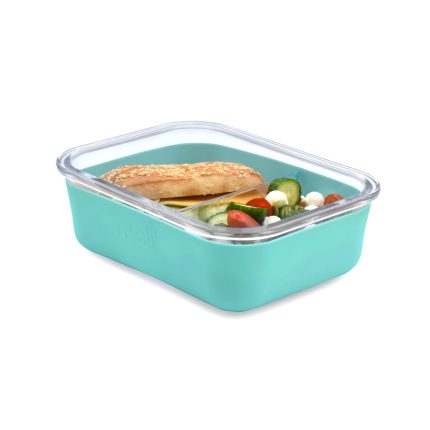 Melii – Φαγητοδοχείο Glass Bento με Θήκη Σιλικόνης (740ml) – Blue