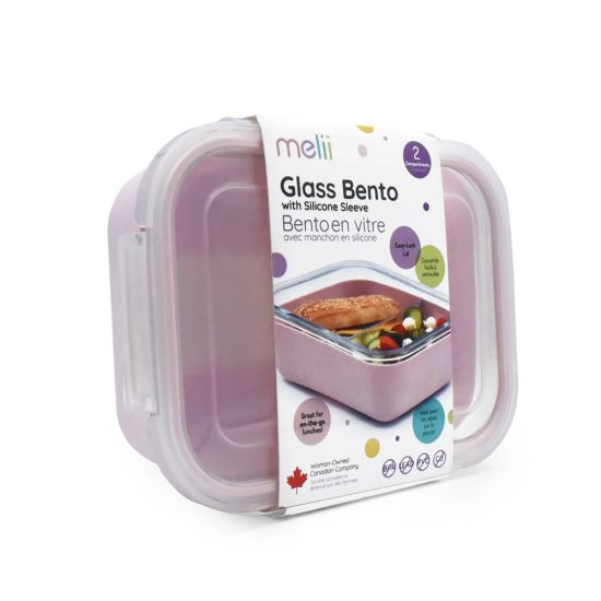 Melii – Glass Bento με Θήκη Σιλικόνης (740ml) – Pink