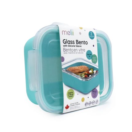 Melii – Φαγητοδοχείο Glass Bento με Θήκη Σιλικόνης (740ml) – Blue