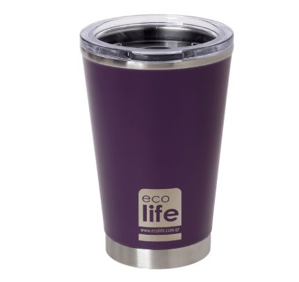 Ποτήρι Θερμός Dark Purple Coffee Thermos 370ml | Διαφανές Καπάκι 5208009001928 - Ecolife