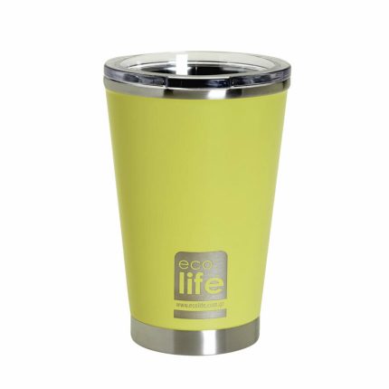 Ποτήρι Θερμός Yellow Coffee Thermos 370ml | Διαφανές Καπάκι - Ecolife