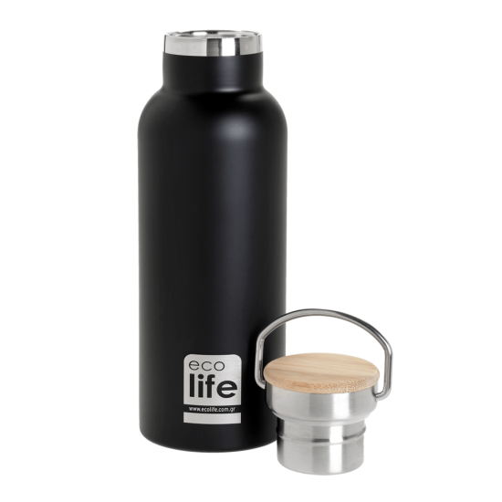 Μπουκάλι Θερμός Black Thermos 500ml | Bamboo Lid