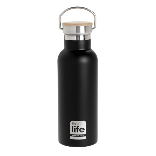 Μπουκάλι Θερμός Black Thermos 500ml | Bamboo Lid