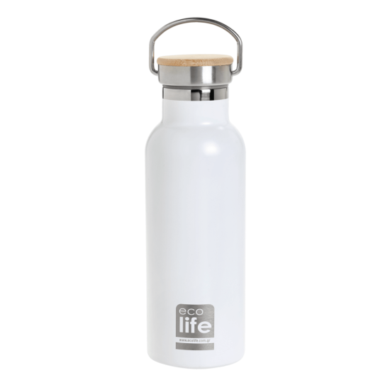 Μπουκάλι Θερμός White Thermos 500ml | Bamboo Lid