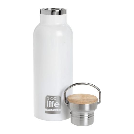 Μπουκάλι Θερμός White Thermos 500ml | Bamboo Lid