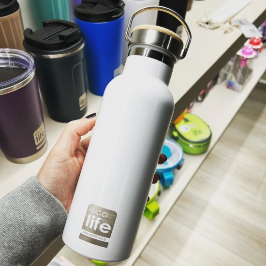 Μπουκάλι Θερμός White Thermos 500ml | Bamboo Lid