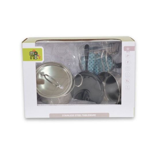 Moni Toys Σετ Παιδικά Κουζινικά 8τμχ Stainless Kitchen Lux G9 3801005600427 3+