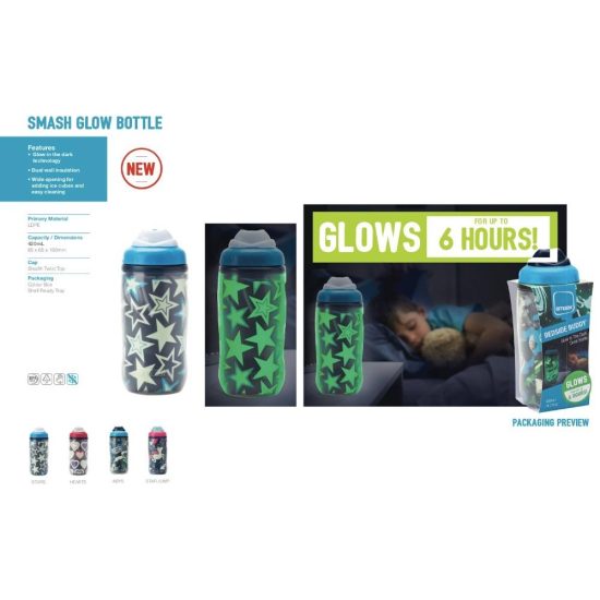 Παγούρι Smash Glow in the Dark! | Hearts 420ml - Ecolife