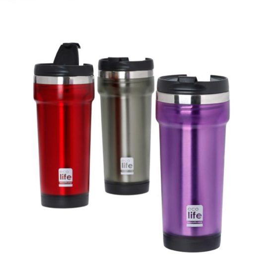 Ποτήρι Θερμός Grey Coffee Thermos 420ml | Plastic Outside - Ecolife