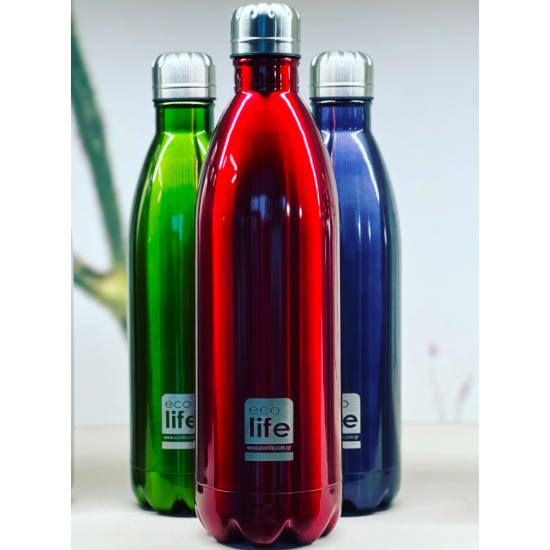 Μπουκάλι Θερμός Red Metallic Thermos 1lt - Ecolife