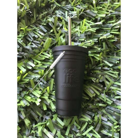 Ποτήρι Θερμός Black Thermos Cup 480ml | Ανοξείδωτο Καλαμάκι 5208009001652 - Ecolife