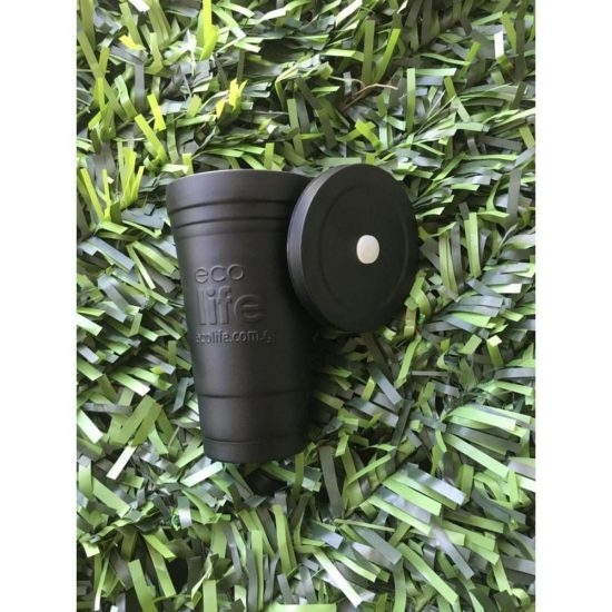 Ποτήρι Θερμός Black Thermos Cup 480ml | Ανοξείδωτο Καλαμάκι 5208009001652 - Ecolife