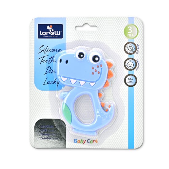 Lorelli Μασητικός Οδοντοφυΐας Σιλικόνης Dino Lucky Blue 3m+ 10210820001