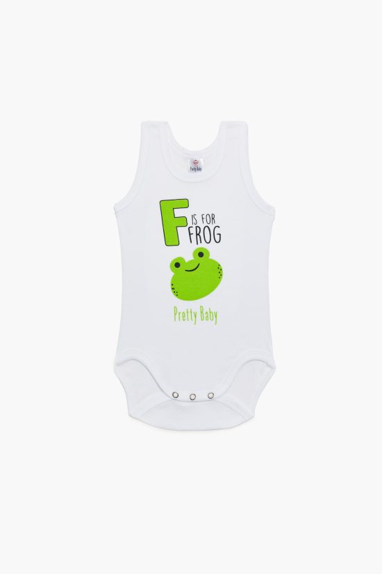 Βρεφικά Εσώρουχα Κορμάκια Unisex 6τμχ Frog Λευκό Τιράντα Βαμβακερά 100% - Pretty Baby