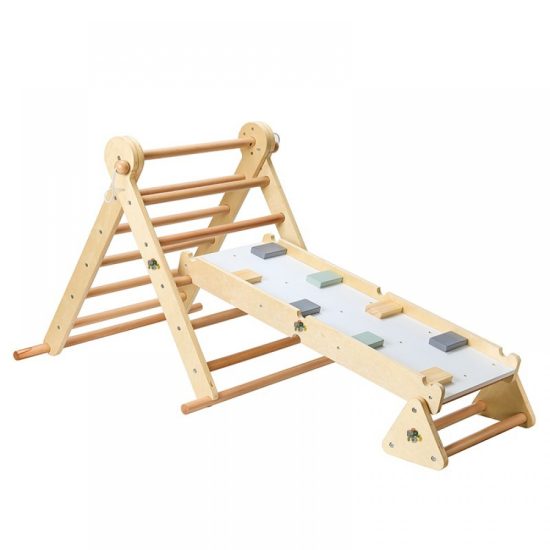 Ξύλινο Παιχνίδι Αναρρίχησης Με Ράμπα Montessori Climbing Pikler Triangle 3in1 PH13G026 3801005601257 - Moni Toys