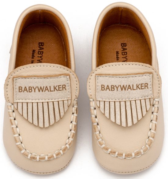 Babywalker Βαπτιστικό Παπουτσάκι Αγκαλιάς για Αγόρι Δερμάτινο Loafer Εκρού MI1128